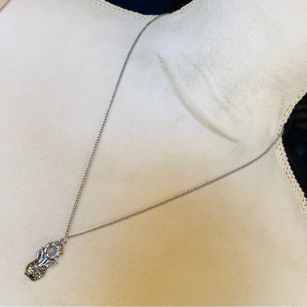 Handcrafted potted flower pendant on chain necklace